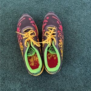 Colorful Athletic Shoes with Yellow Laces